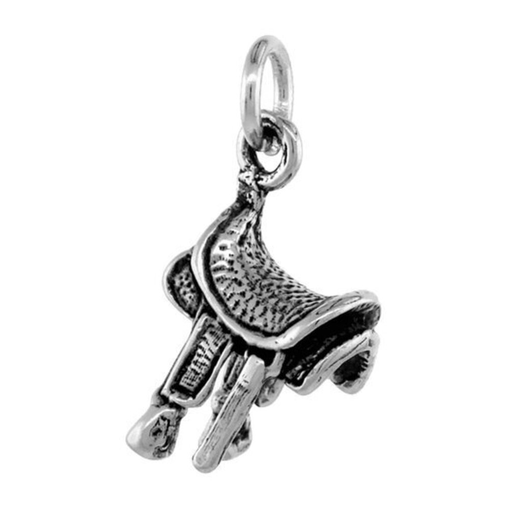 Sterling Silver Saddle Pendant Antiqued finish 5/8